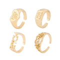Four vintage alloy heart cutout letter rings in electroplated JH1084 colour set
