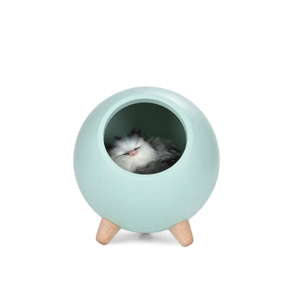 Creative cute cat house atmosphere table lamp in white with ABS shade