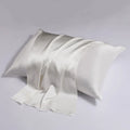 Double-sided silk zipper pillowcase in multiple colour options showing reversible design
