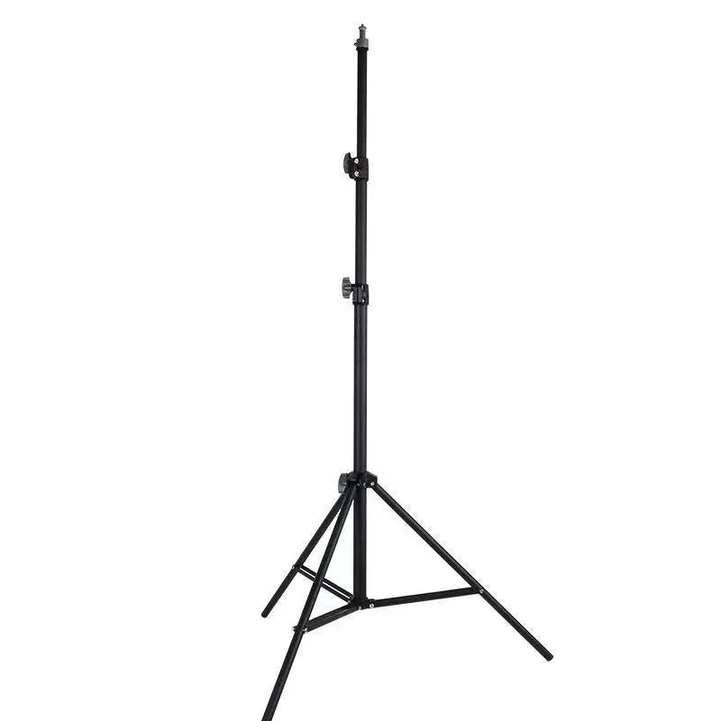 Frosted tripod light floor stand with mobile phone holder attached, carbon steel construction