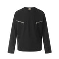 Mens loose-fitting cotton pullover with long sleeves in American retro style
