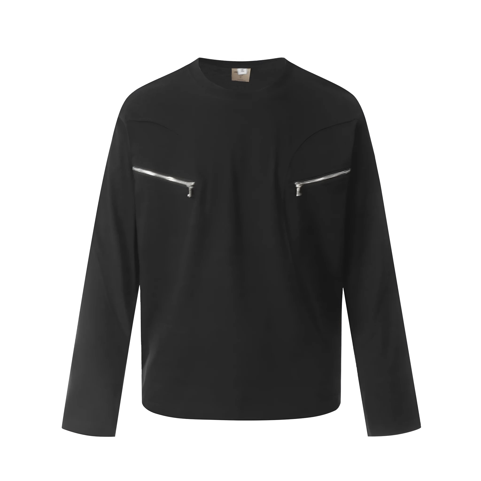 Mens loose-fitting cotton pullover with long sleeves in American retro style
