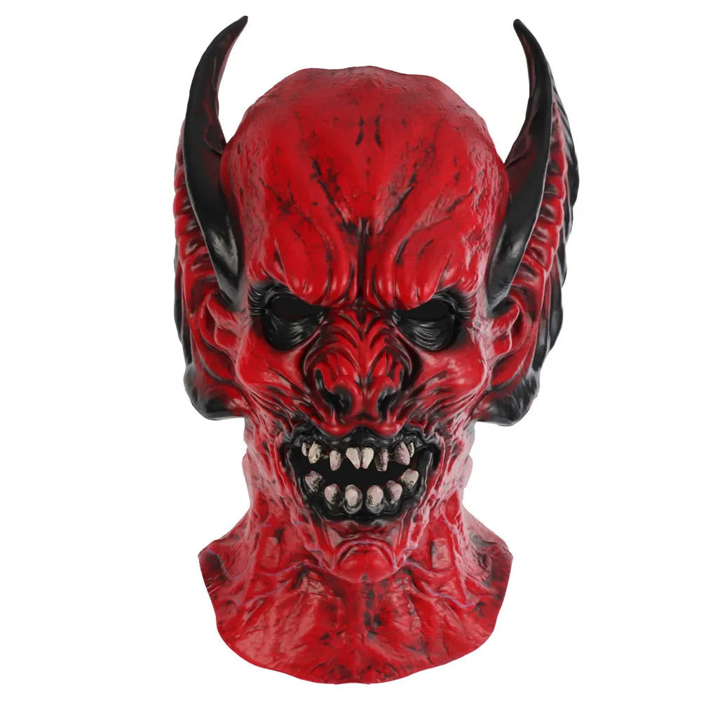 Red bat head hood mask for horror dress up events made from RP foam