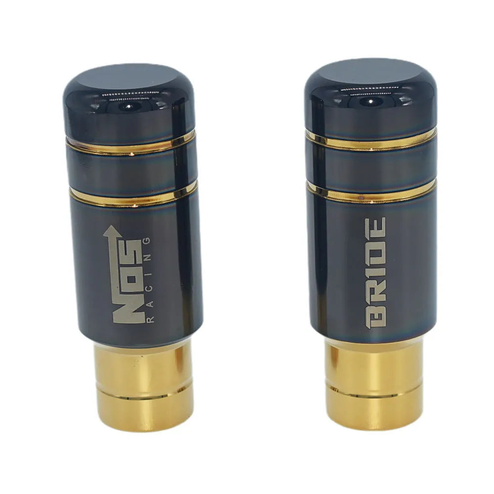 Roasted blue aluminium alloy car gear shift head with stainless steel finish