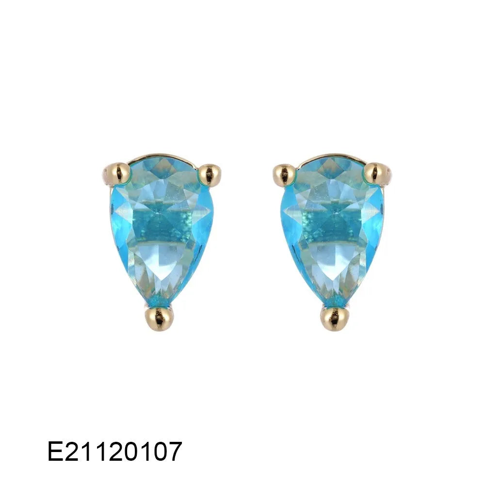 Gold-plated brass drop earrings with pear-shaped cubic zirconia stones in a candy colour.
