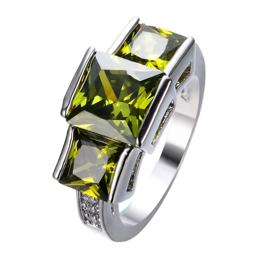 Copper electroplated geometric ring in multiple colours showing size range 6 to 10