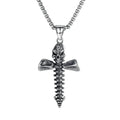 Men's silver stainless steel necklace with an alloy skull pendant on a chain.