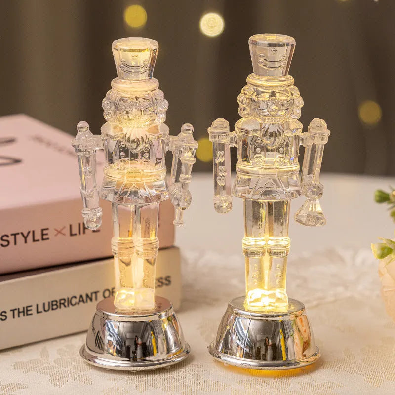 Transparent plastic Christmas nutcracker ornament for desktop display with soldier design