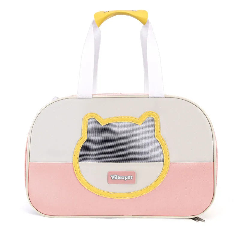 Oxford cloth foldable cat backpack in blue colour with mesh ventilation panels