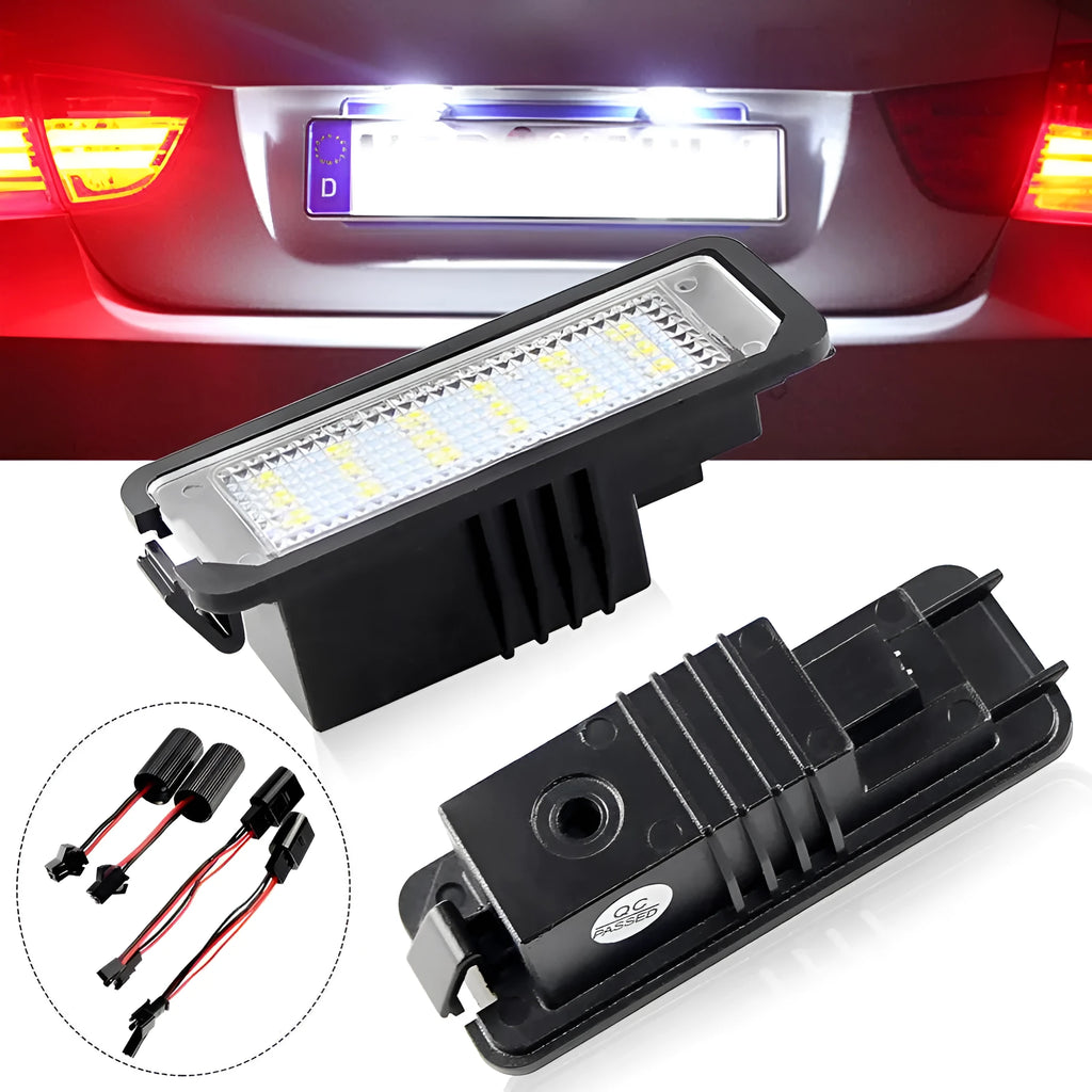 Two Volkswagen LED license plate light bulbs with built-in CANBUS for Golf, Polo, Phaeton models