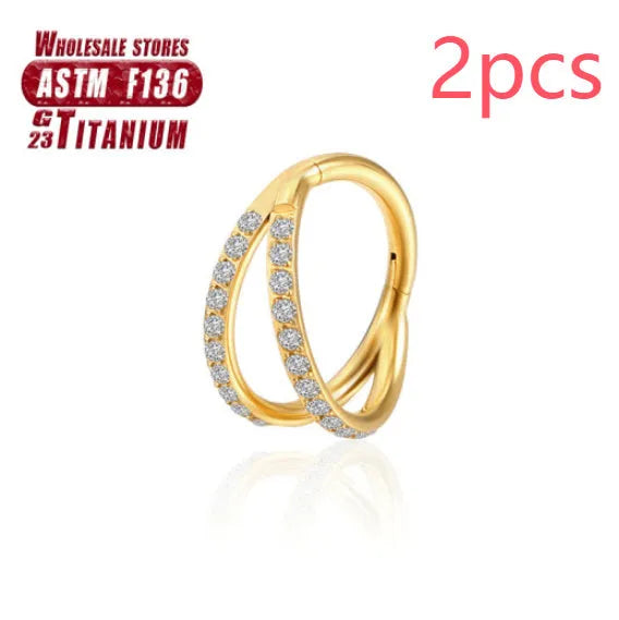 Titanium alloy nose ring in silver, available in plain or diamond-set styles and multiple lengths.