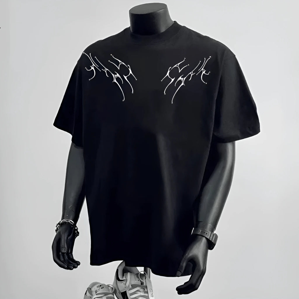 Men's loose fit pure cotton short sleeve t-shirt in black, styled for business casual wear.