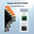 Black external hard disk enclosure for NVME SSDs with Type-C port and fixed design