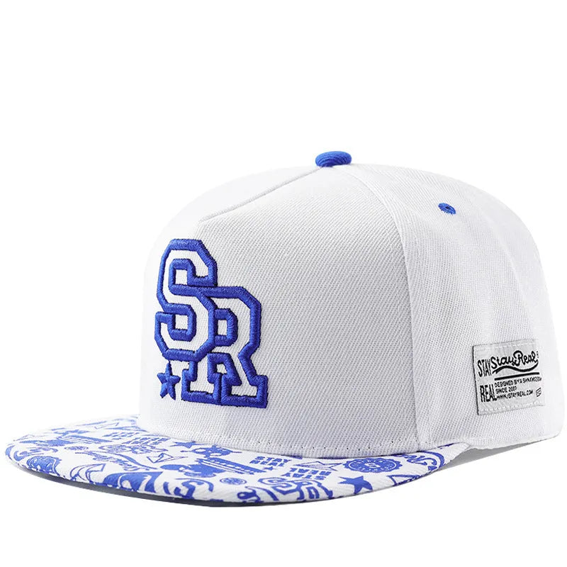 Unisex cotton baseball cap with letter embroidery available in black and white featuring adjustable dome crown design