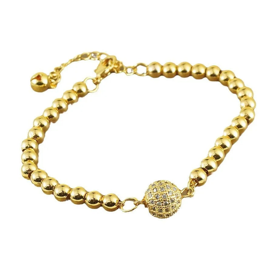 Copper bracelet with zircon beads and heart clasp in Arabic style design
