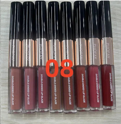 C-L021 double-head non-stick lip gloss with dual applicators in cup packaging
