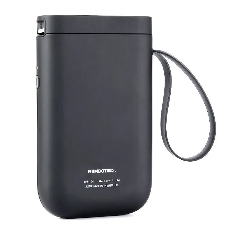 D11 Bluetooth-compatible portable label printer in black, white, pink, or green.