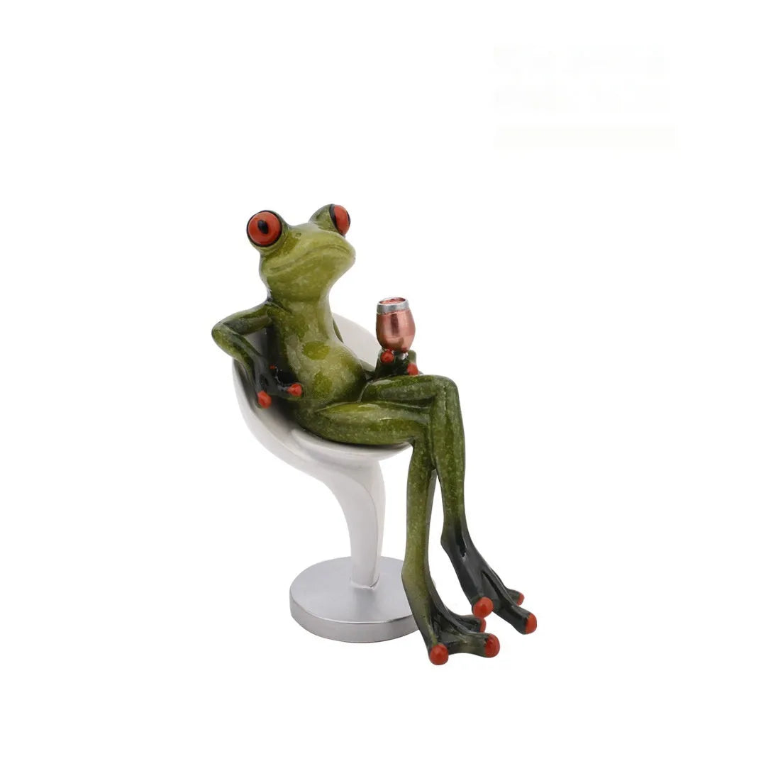 Pastoral style synthetic resin frog figurine home decoration ornament