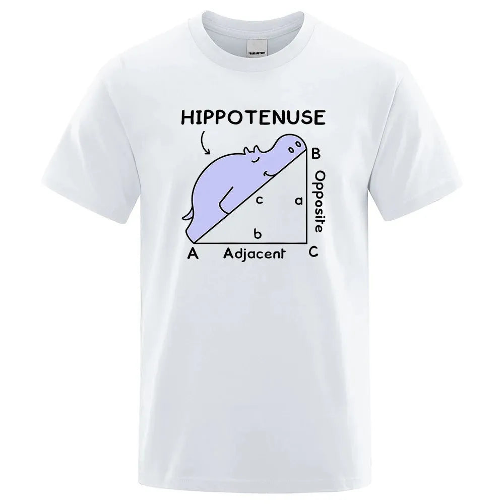 Humorous Hippotenuse Opposite Adjacent printed loose-fit cotton t-shirt in Army Green.