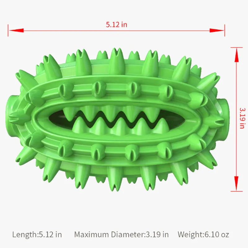 Green cactus-shaped dog toothbrush toy for medium to large breed aggressive chewers