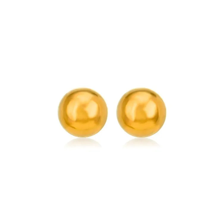 Stainless steel ball stud earrings in gold and silver colours with geometric round design