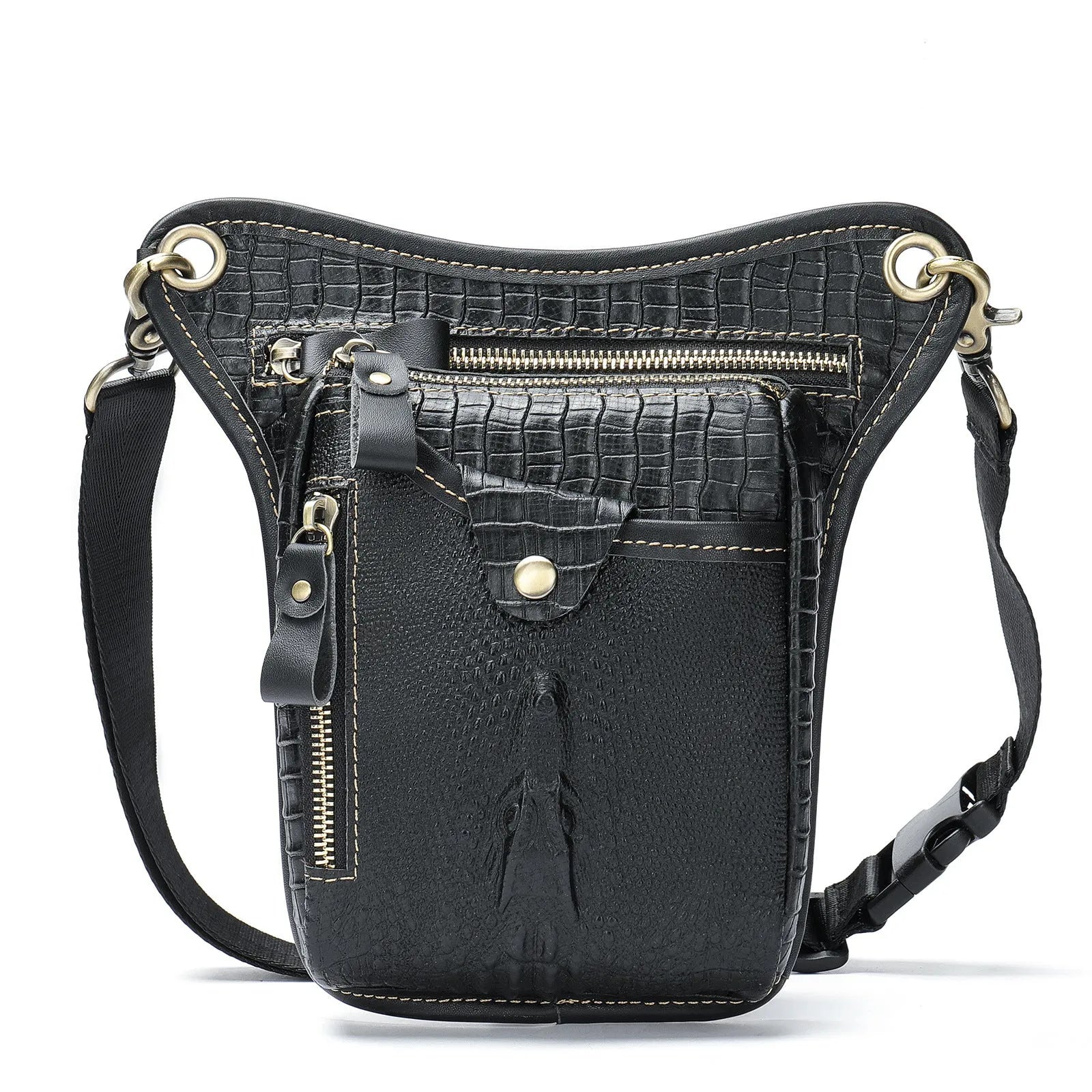 Men's crazy horse leather vintage satchel bag with adjustable strap in multiple colour options