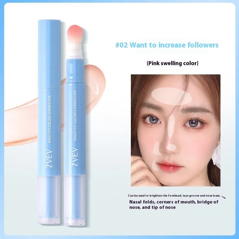 Concealer pen with sponge brush head applicator and cream in three shade options.