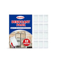 12 individual anti-odor desiccant packets for household moisture absorption