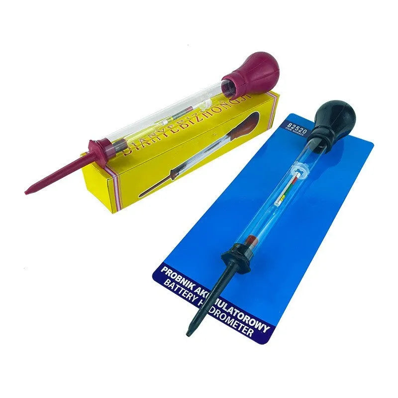 Glass electrohydraulic hydrometer for automobile battery electrolyte testing with suction-type design