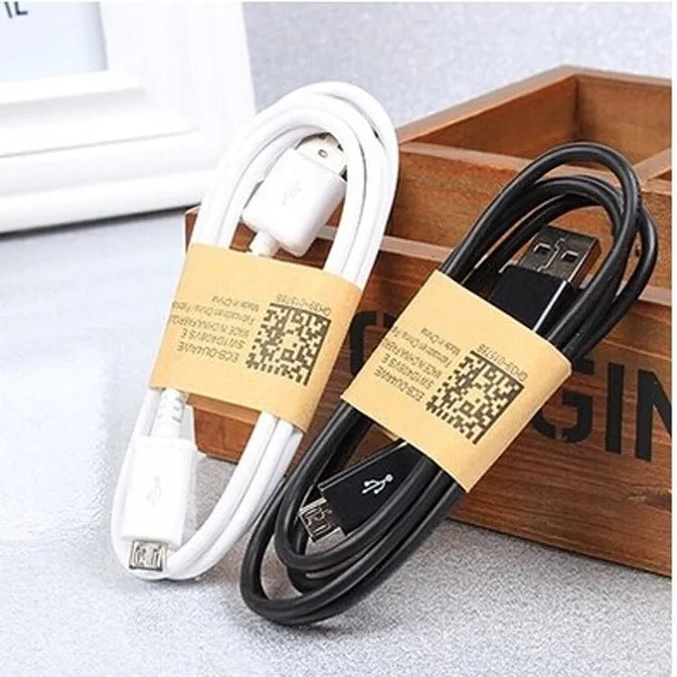 Black and white Android Micro USB universal data cable for phone charging and data transfer.