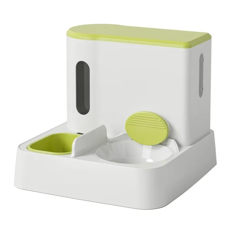 Cat automatic pet feeder water dispenser with integrated double bowl system