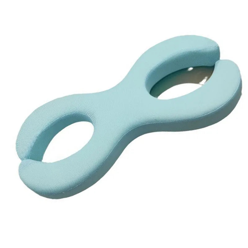 Cool blue cylindrical memory foam cervical pillow for neck traction during sleep