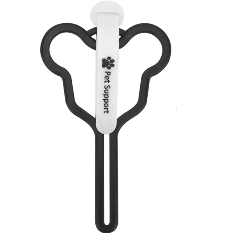 Dog waste bag holder with fixed clip and Velcro attachment for hands-free dog walking