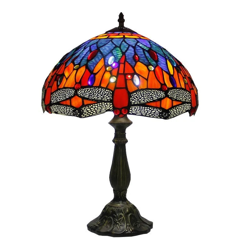 Tiffany dragonfly stone table lamp in European retro style with multiple size options