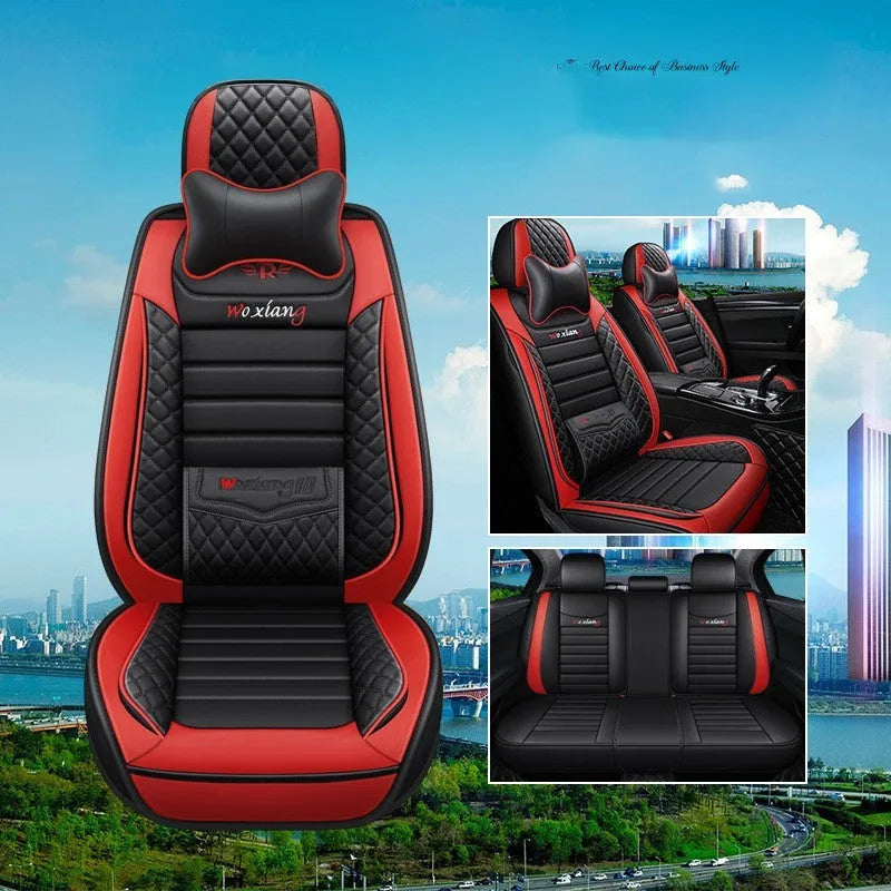 Leather car seat cushion with high elastic sponge filler in universal 65x55cm size
