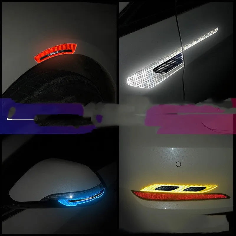 Blue and yellow reflective resin bumper strips for car wheel application measuring 17mm wide