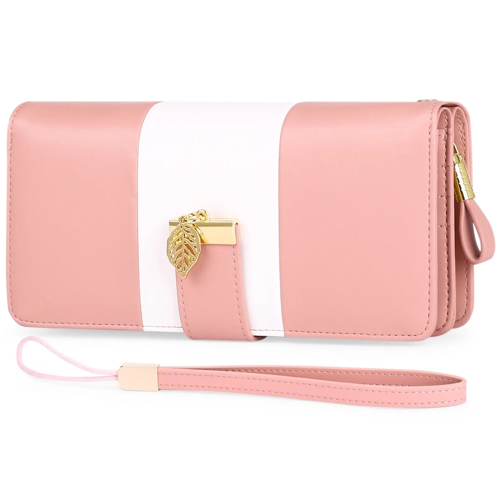 Black anti-theft RFID clutch bag with zip open showing card slots and microfiber lining.