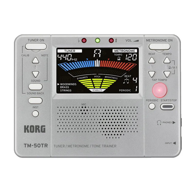 TM-60 black electronic metronome with display and controls for tempo and rhythm selection.