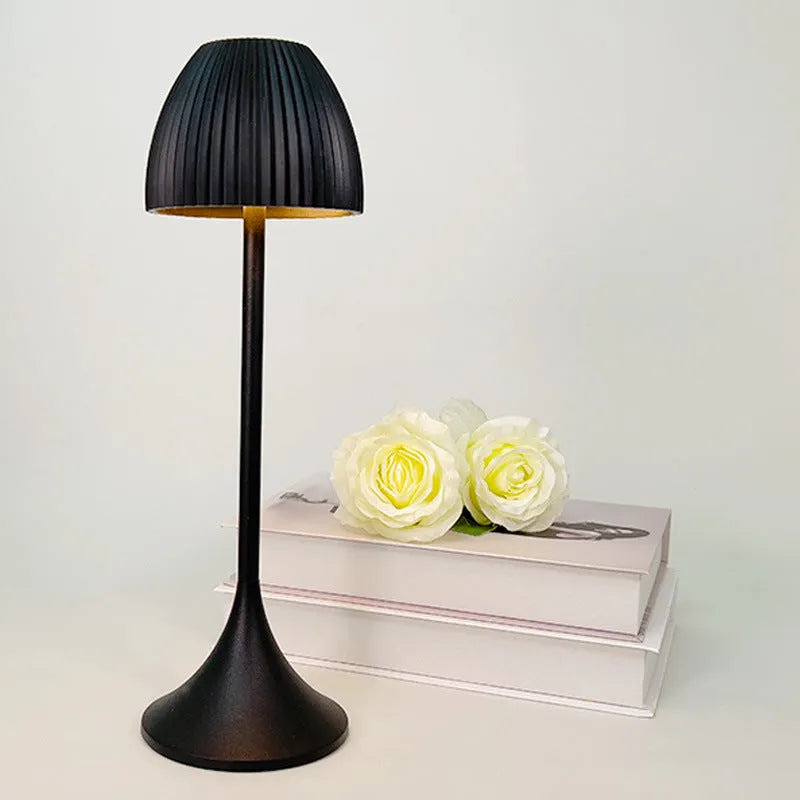 Ins pattern dimming small night lamp with thin round bottom in black or white options