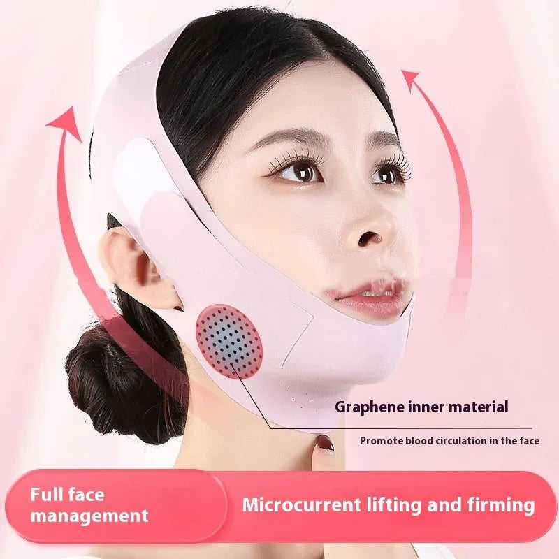 Graphene 9.0 face shaping mask in purple and green colours for facial lifting and tightening support