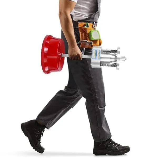 Portable hub wheel balancer with aluminium head and bull's eye level on enamel base