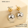 A pair of round bead stainless steel stud earrings with a colour-block geometric design.
