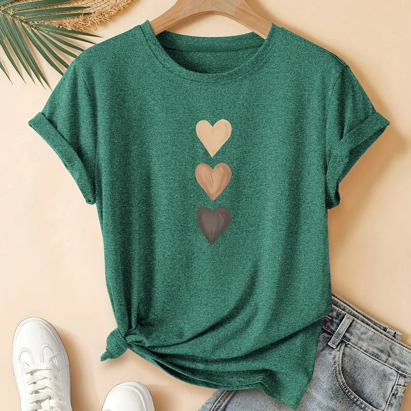 Women's pure cotton short sleeve T-shirt with Chinese art retro print in dark grey colour