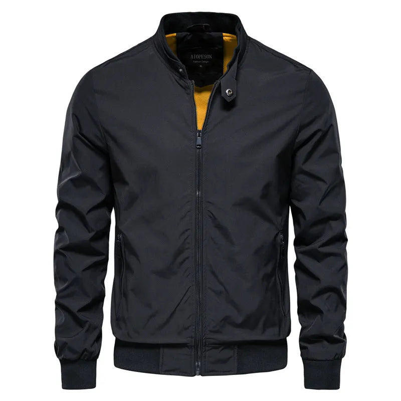 Men's solid colour casual lightweight jacket in Army Green on a hanger