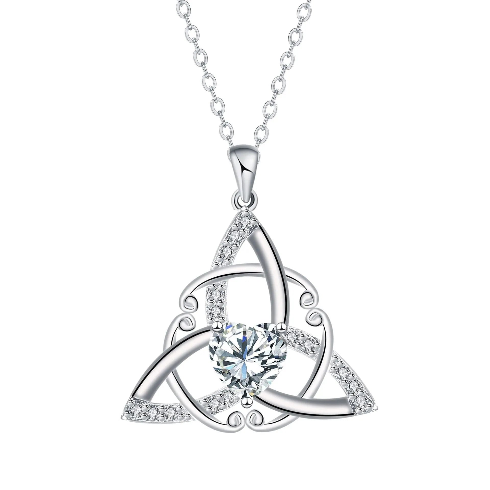 Geometric Celtic knot pendant necklace for women in solid copper with colour finish options.