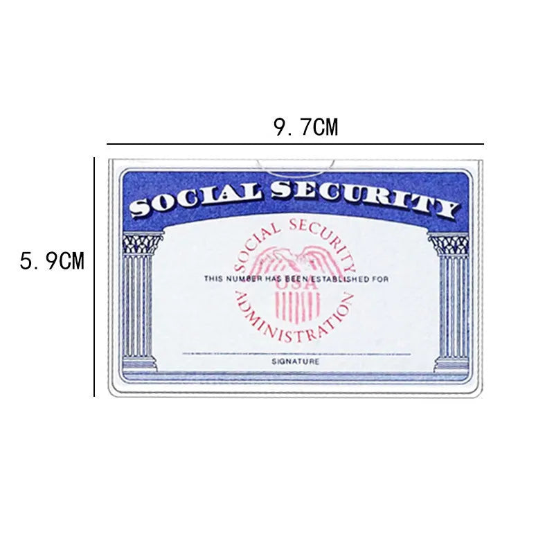 Clear transparent PVC card holder for social security and student bus cards.
