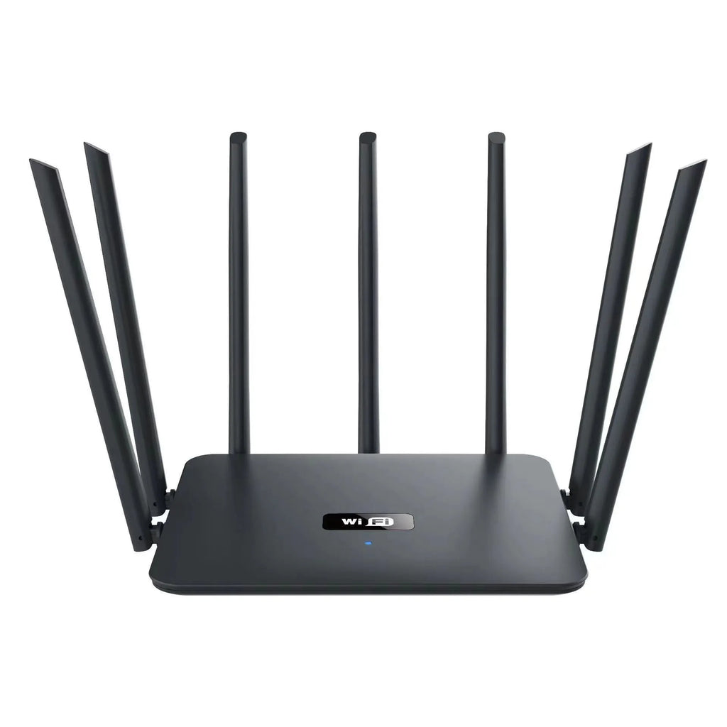 Dual-band gigabit Wi-Fi router in black or white with multiple antennas for whole home coverage