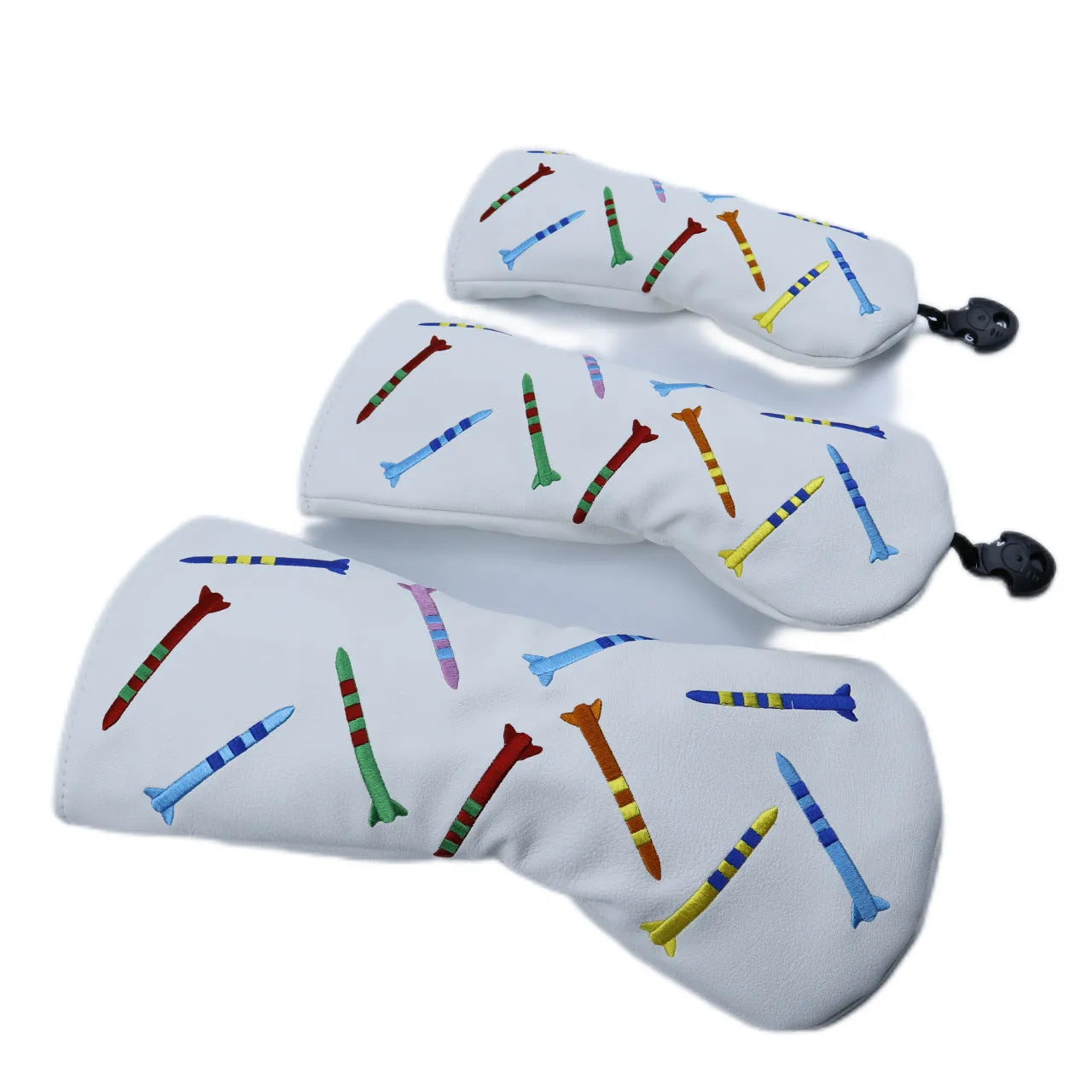 Black and white PU golf wooden pole sets in three different sizes for sports and promotional use