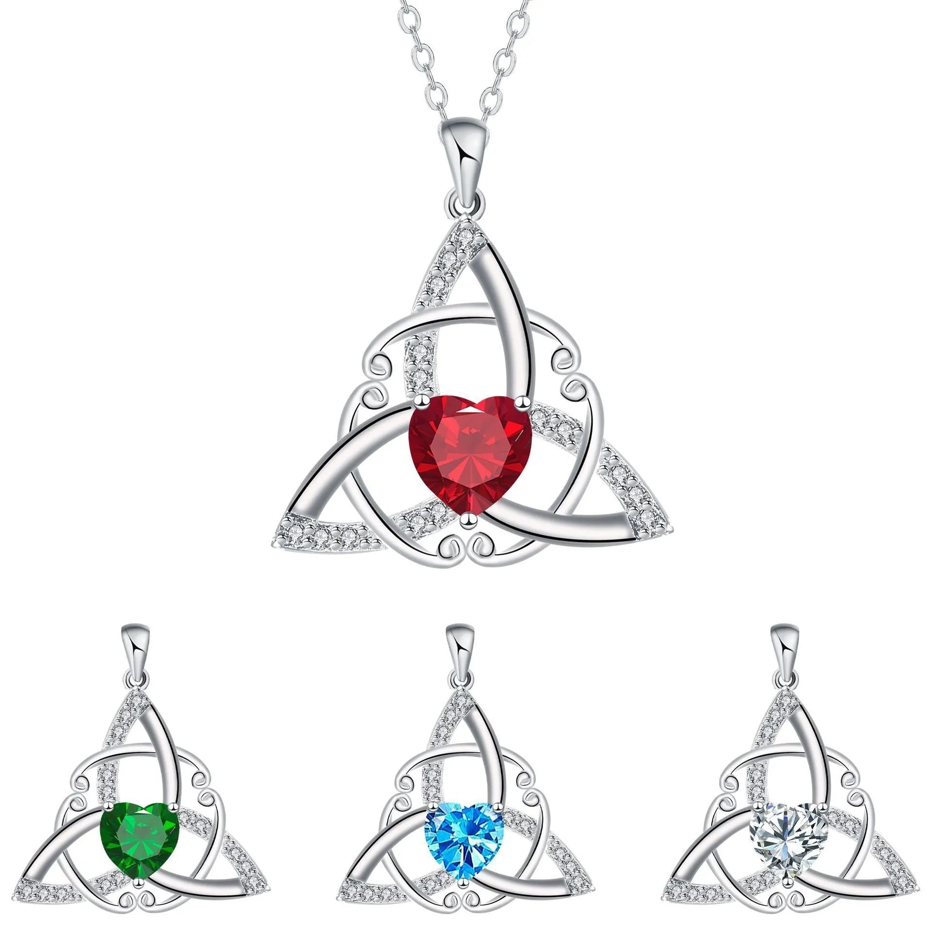 Geometric Celtic knot pendant necklace for women in solid copper with colour finish options.