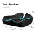Memory foam office chair cushion measuring 36x40x11cm in dark grey colour with mesh backing